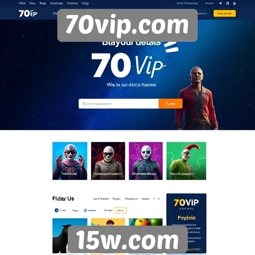 Interface do usuário e navegação no site 70vip.com